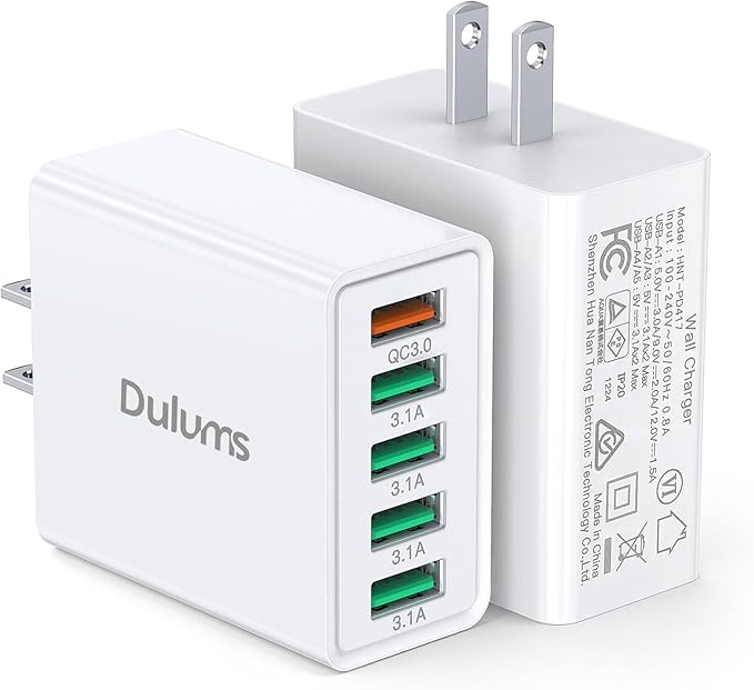 USB Wall Charger Block,2Pack 5-Port Charger Fast Charging Block QC