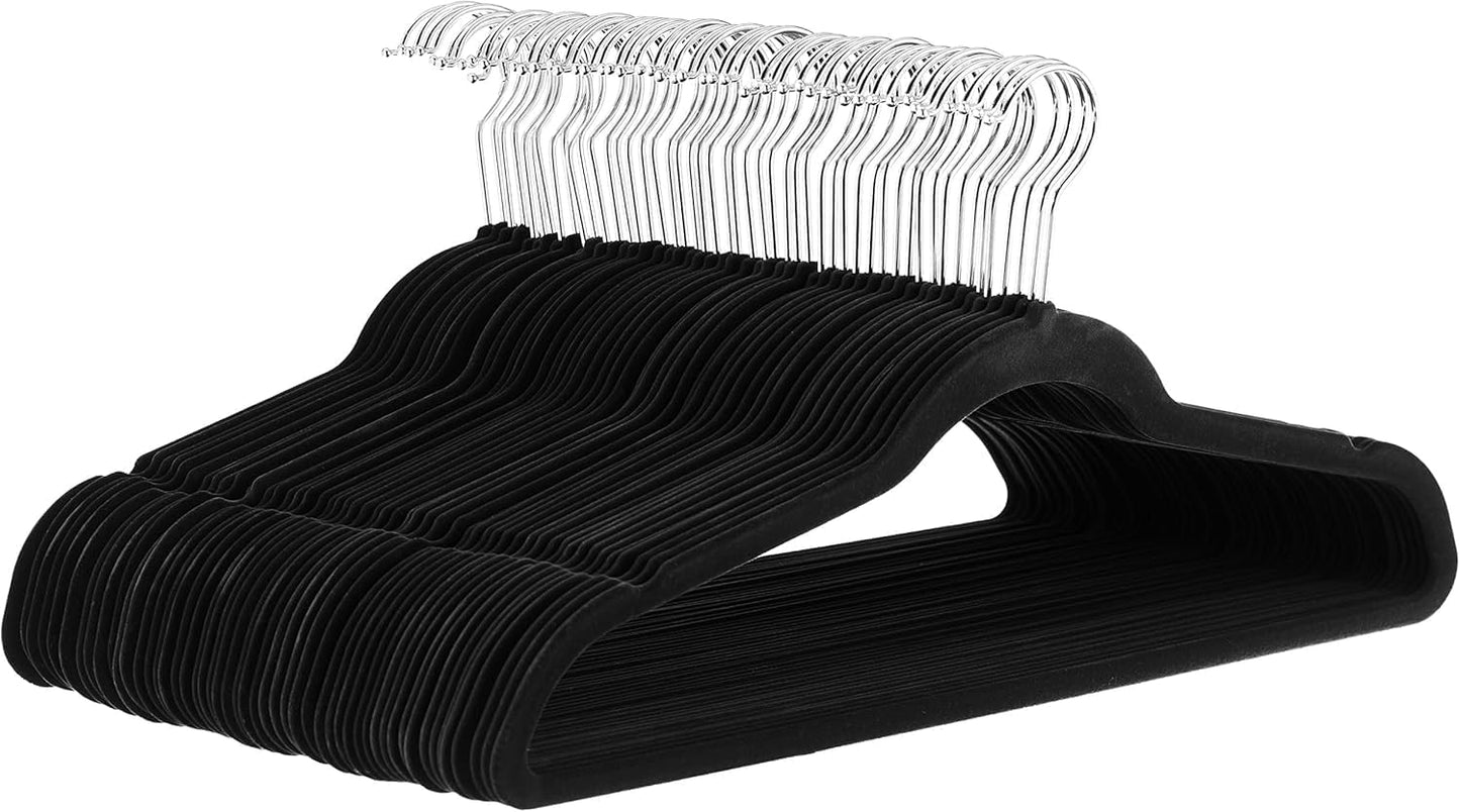 Basics Slim Velvet, Non-Slip Suit Clothes Hangers, Pack of 30, Black