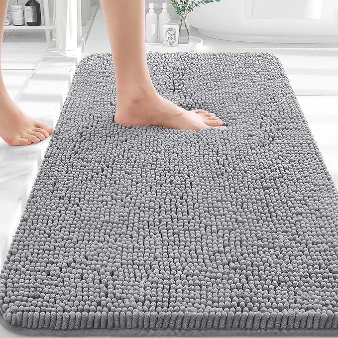 Bathroom Rugs 30x20, Extra Soft Absorbent Chenille Bath Rugs, Rubber Backing Quick Dry