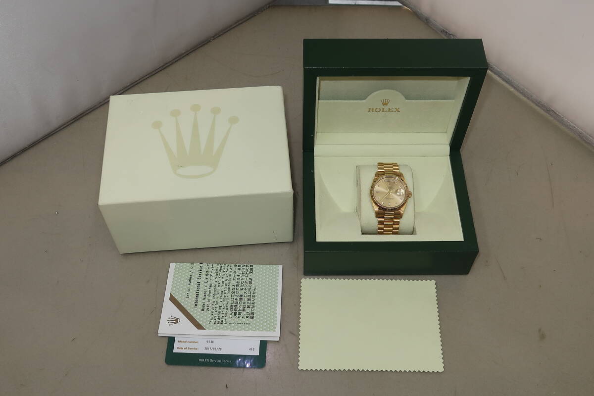 ROLEX Day-Date 18238 W-Serial, 18K Yellow Gold, 10 Diamonds, Men's Automatic Watch