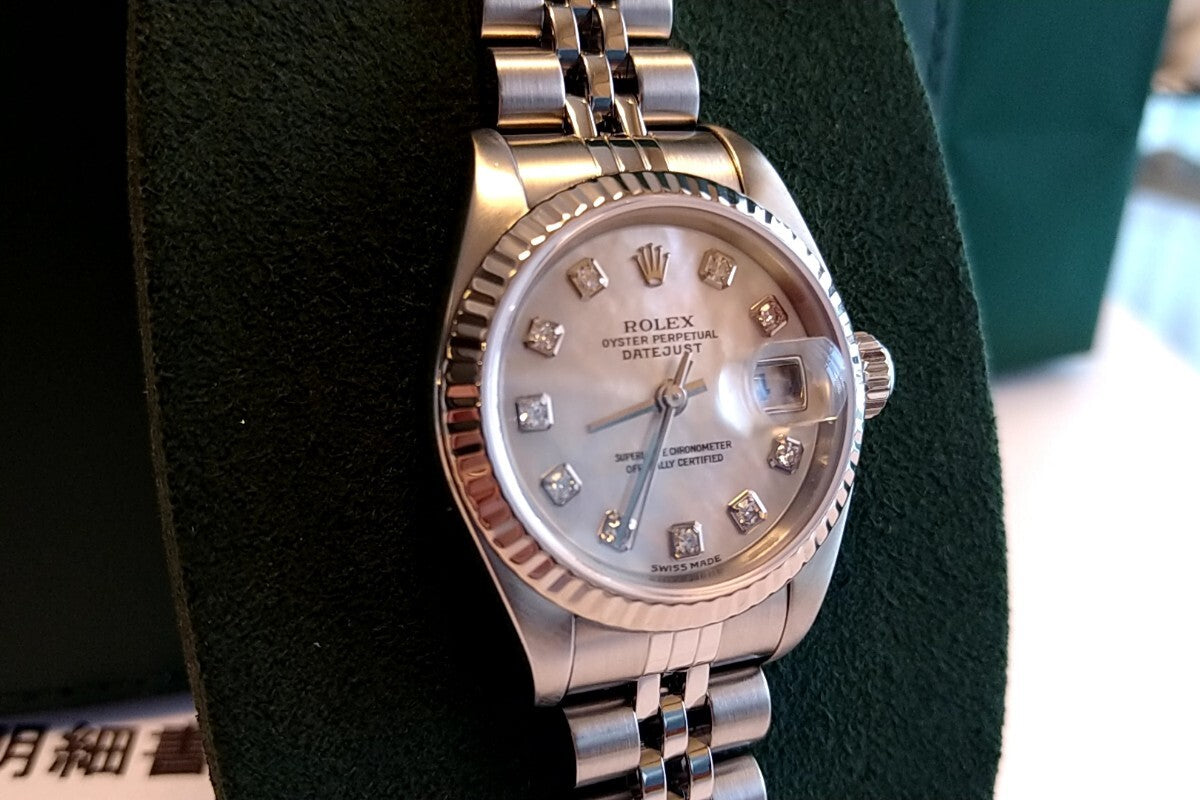 Rolex 79174NG, Regularly Overhauled, Unused, White Shell with 10-Point Diamonds, authenticated