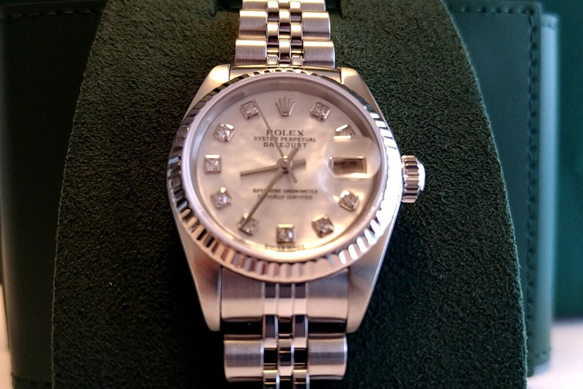 Rolex 79174NG, Regularly Overhauled, Unused, White Shell with 10-Point Diamonds, authenticated