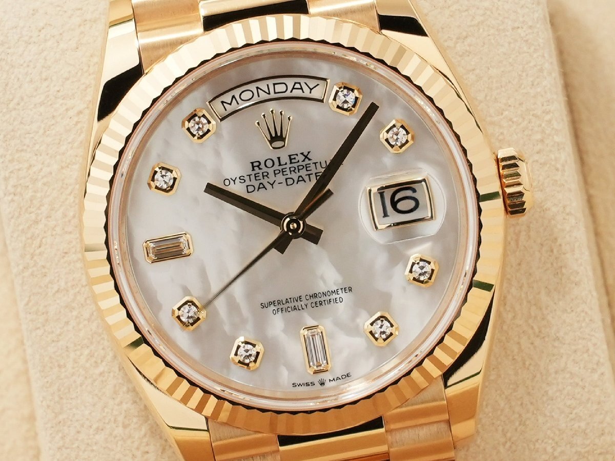 Rolex Day-Date 36 Ref. 128238 18KYG White Shell with 10 Diamond Dial