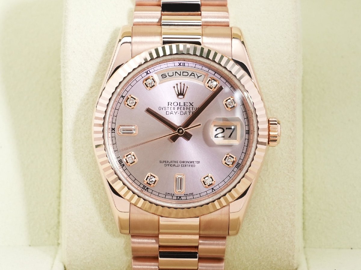 Rolex Day-Date Ref. 118235A 18KPG Pink x 10P Diamond Dial