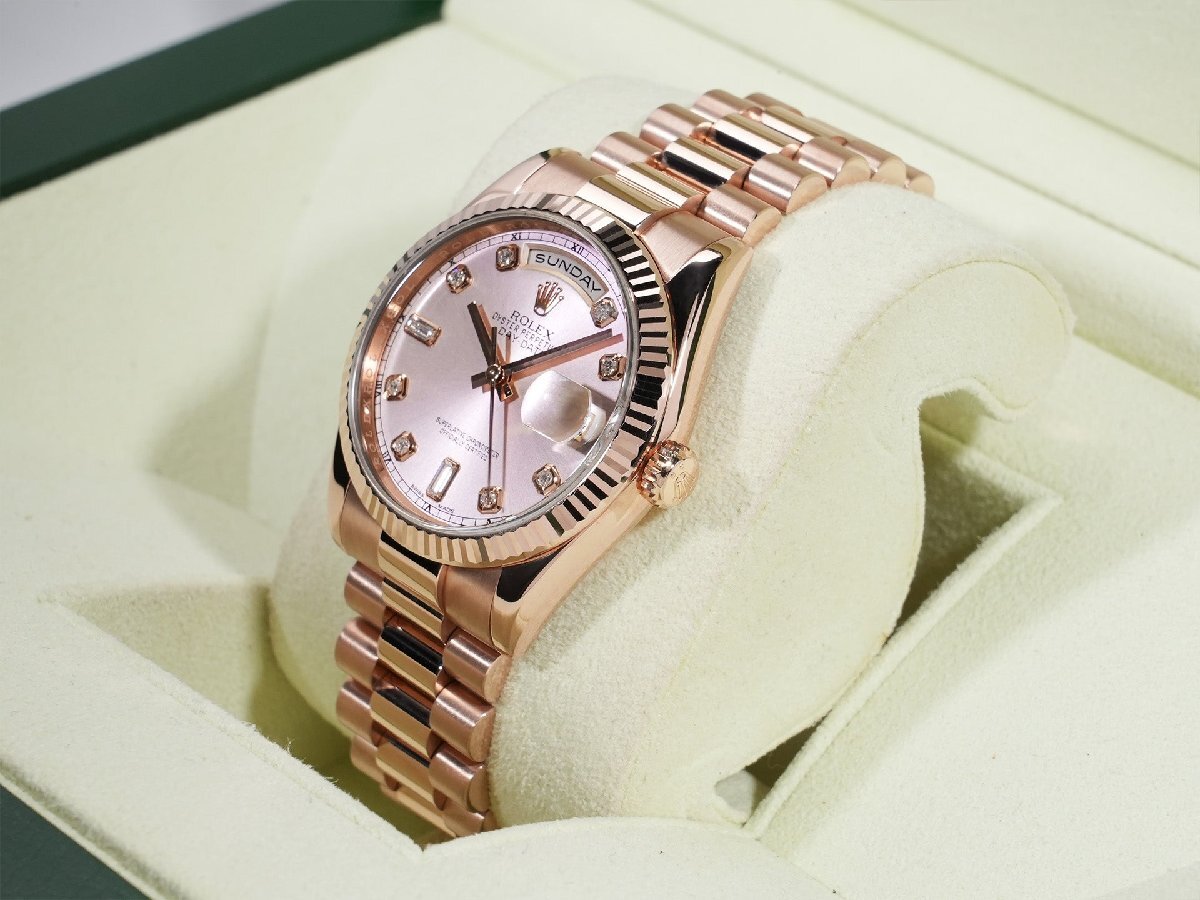 Rolex Day-Date Ref. 118235A 18KPG Pink x 10P Diamond Dial