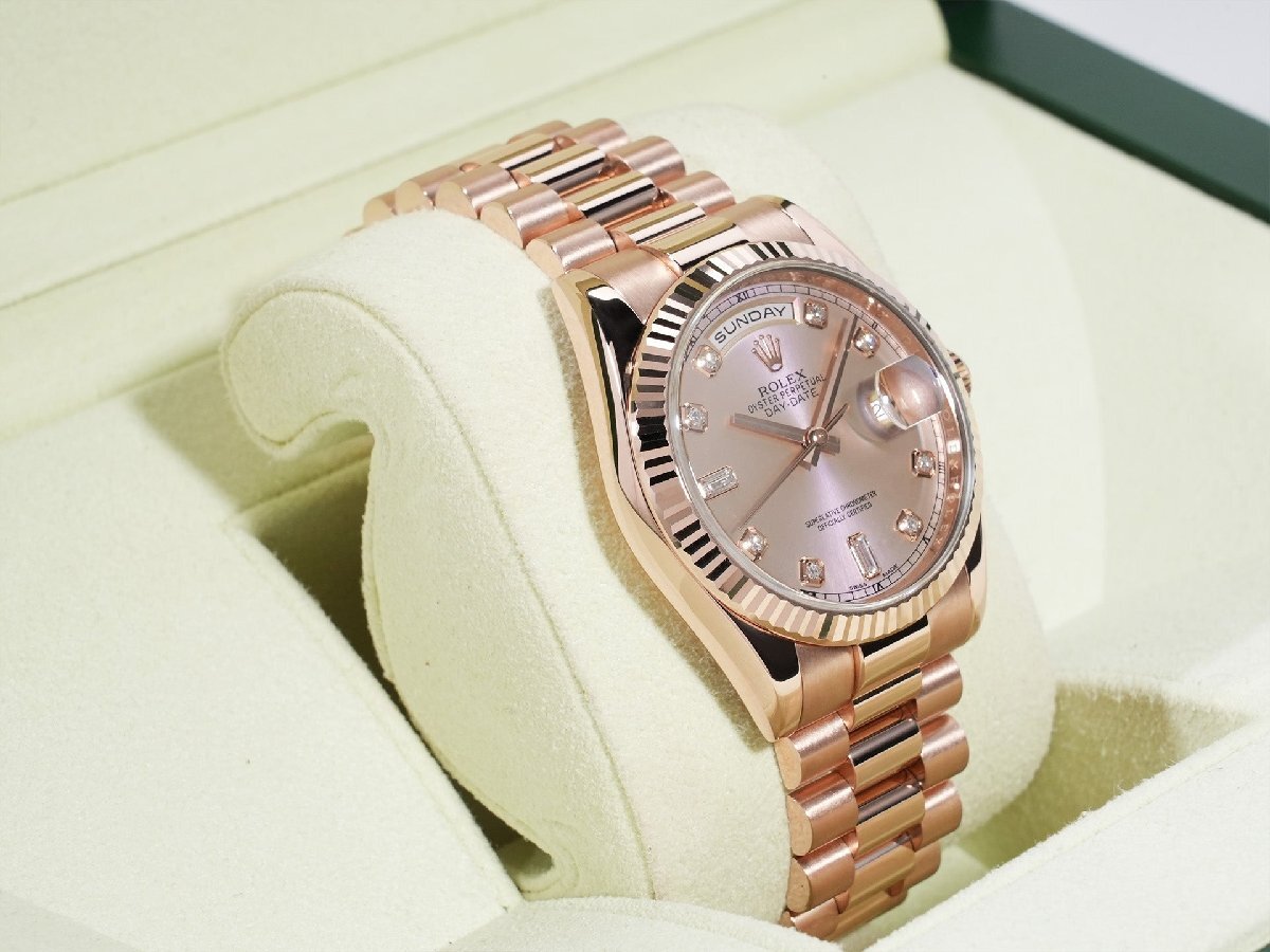 Rolex Day-Date Ref. 118235A 18KPG Pink x 10P Diamond Dial