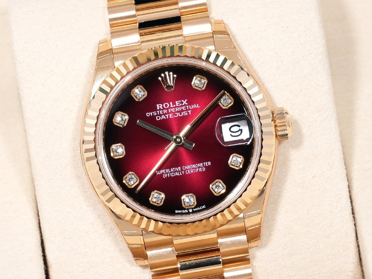 Rolex Datejust 31 Ref. 278278 18KYG Red Ombre x 10P Diamond Dial