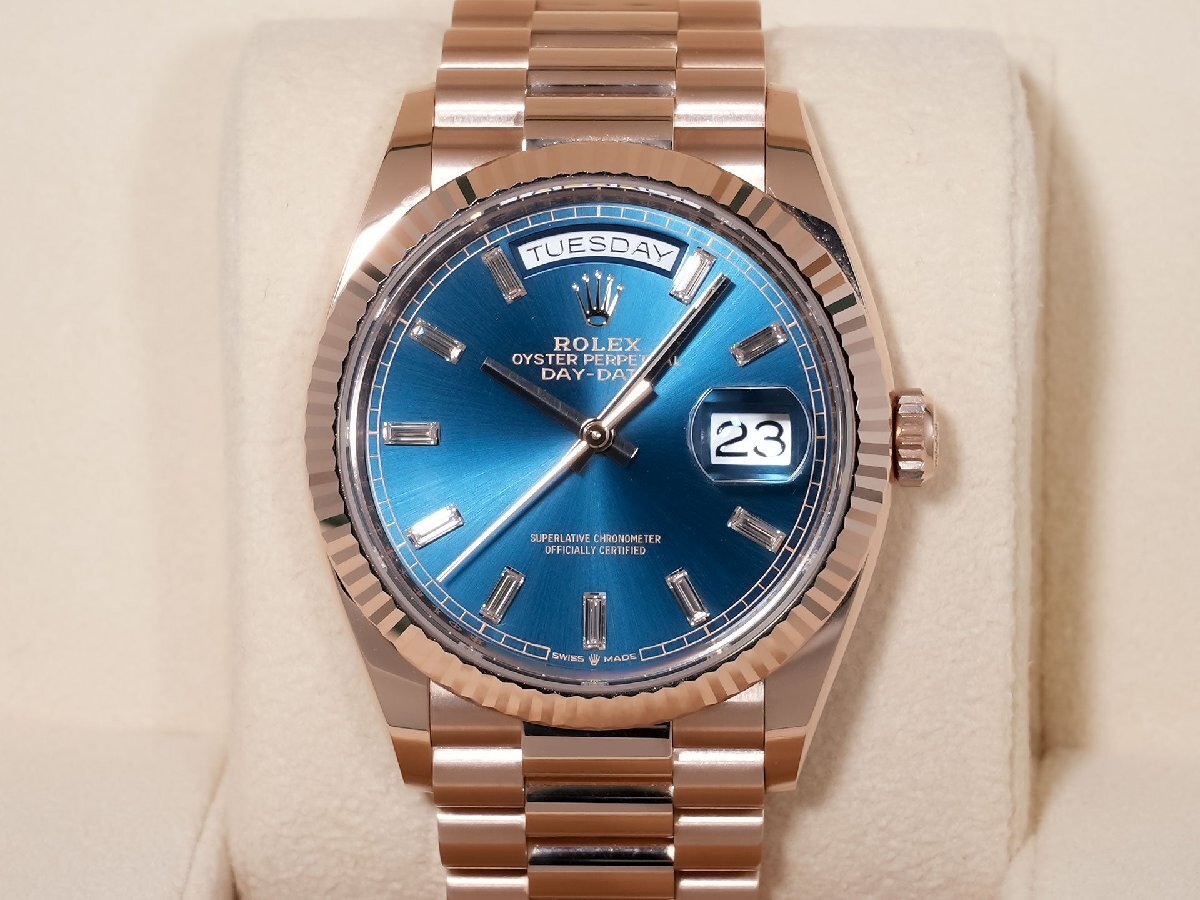 Rolex Day-Date 36 Ref. 128235 Everose Gold Blue-Green Dial