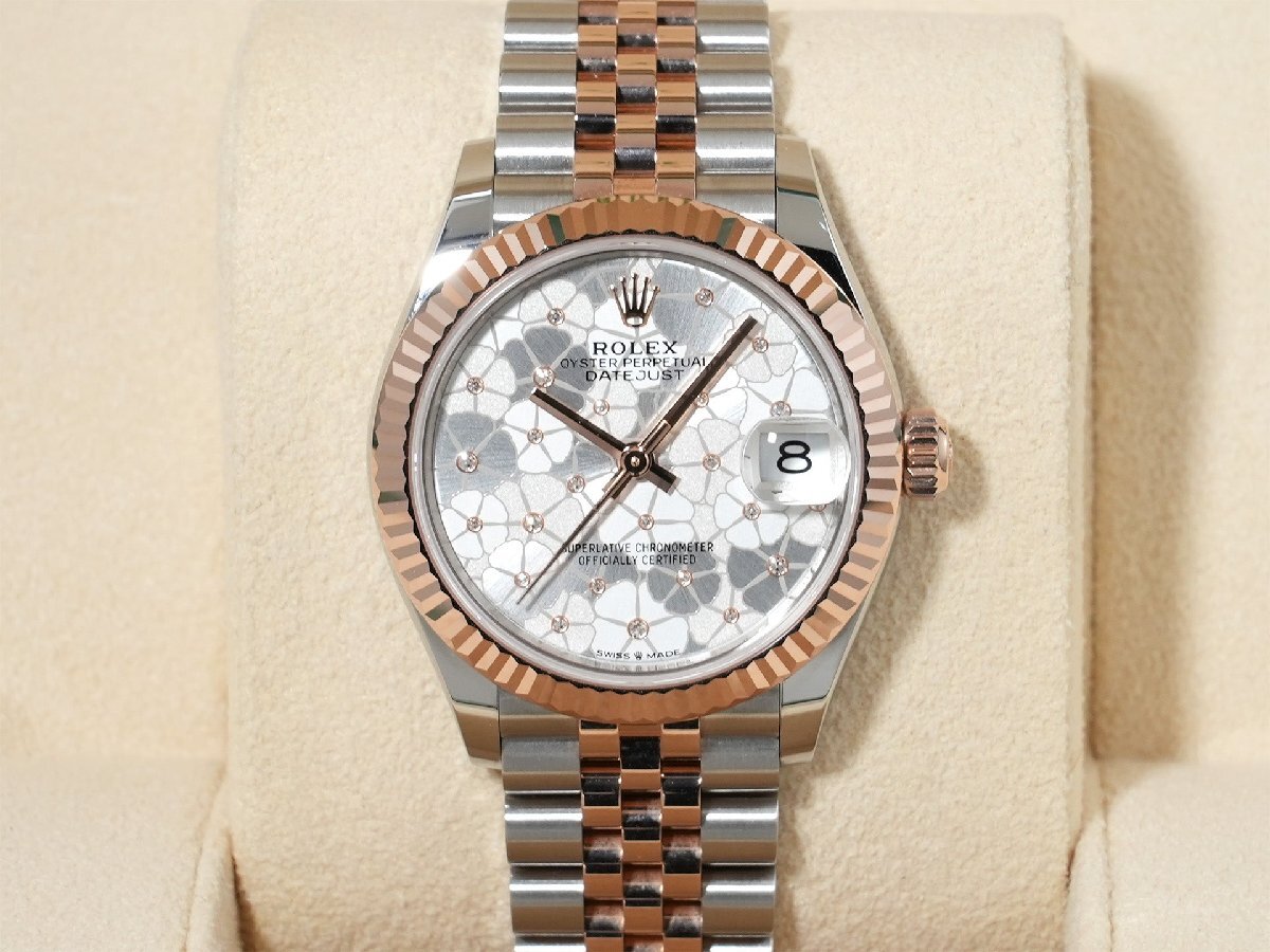 Rolex Datejust 31 Ref. 278271 Stainless Steel/Everose Gold Silver Floral Motif Dial