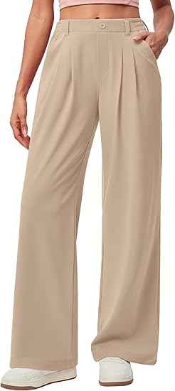 Wide Leg Pants Woman Pull on Stretchy Work Dress Pants High Waisted Business Casual Trousers Slacks