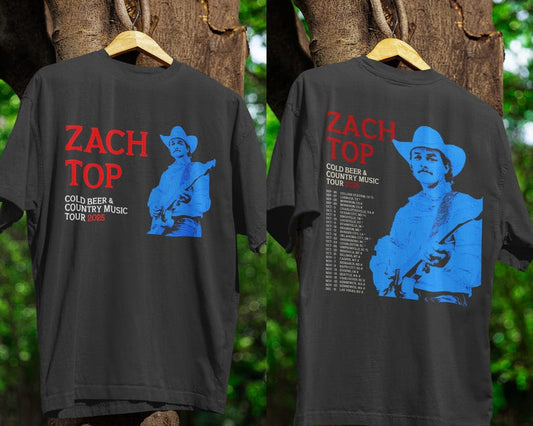 Zach Top Tour Shirt: Cold Beer & Country Music Western Graphic Shirt