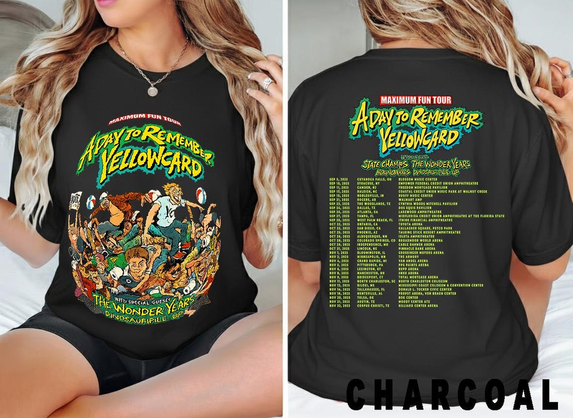A Day To Remember X Yellowcard Tour 2025 T?Shirt Black Unisex Concert Dates Shirt