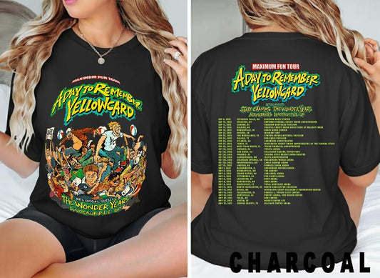A Day To Remember X Yellowcard Tour 2025 T?Shirt Black Unisex Concert Dates Shirt