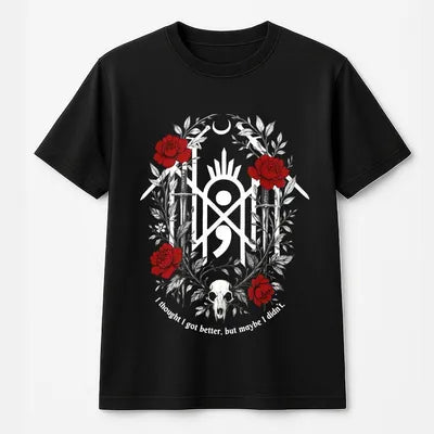 Vintage Retro Sleep Token Flowers Red Only Back Shirt