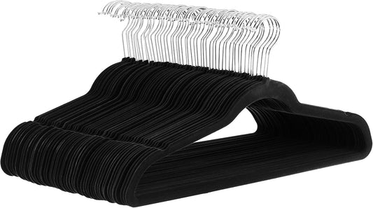Basics Slim Velvet, Non-Slip Suit Clothes Hangers, Pack of 30, Black