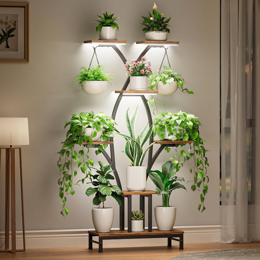 Plant Stand Indoor with Grow Lights - 7 Tiered Metal Corner Shelf for Multiple Plants
