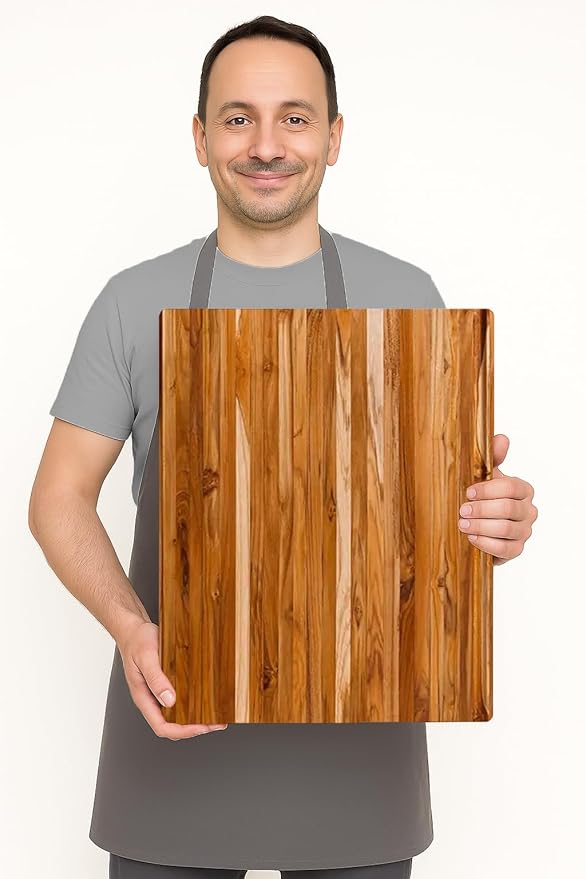 Wood Cutting Board with Grip Handles - Holiday Gift Ideas for Men and Women - Gift-Ready