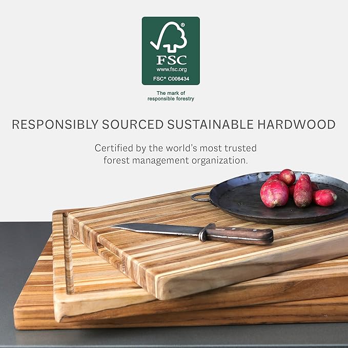 Wood Cutting Board with Grip Handles - Holiday Gift Ideas for Men and Women - Gift-Ready