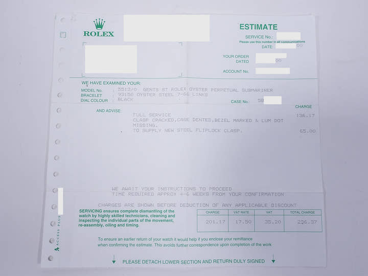Rolex Submariner  Reference 5513 No. 58