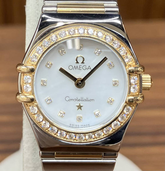 OMEGA Constellation Quartz Women's Watch with Diamond Bezel and 12 Diamonds, 1365.75, Shell Dial