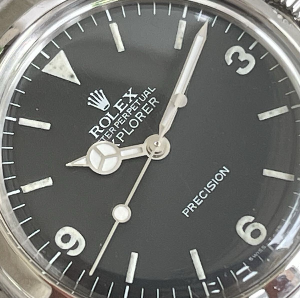 ROLEX Explorer Dial 5500, 1977, Caliber 1520, with Genuine Triple-Bracelet, 7935/357, includes original warranty.