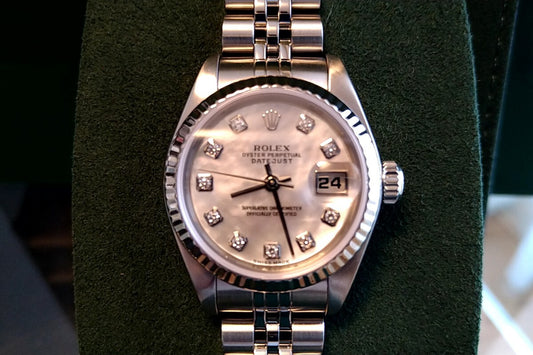 Rolex 79174NG, Regularly Overhauled, Unused, White Shell with 10-Point Diamonds, authenticated