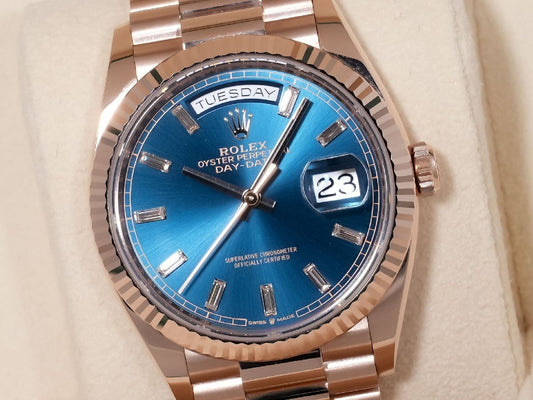 Rolex Day-Date 36 Ref. 128235 Everose Gold Blue-Green Dial