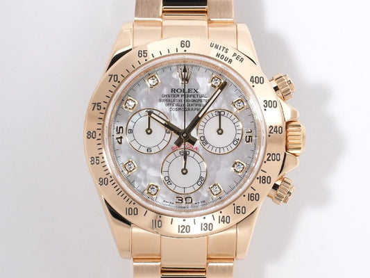 Rolex Daytona Ref. 116528 Yellow Gold with White Shell and 8 Diamond Dial