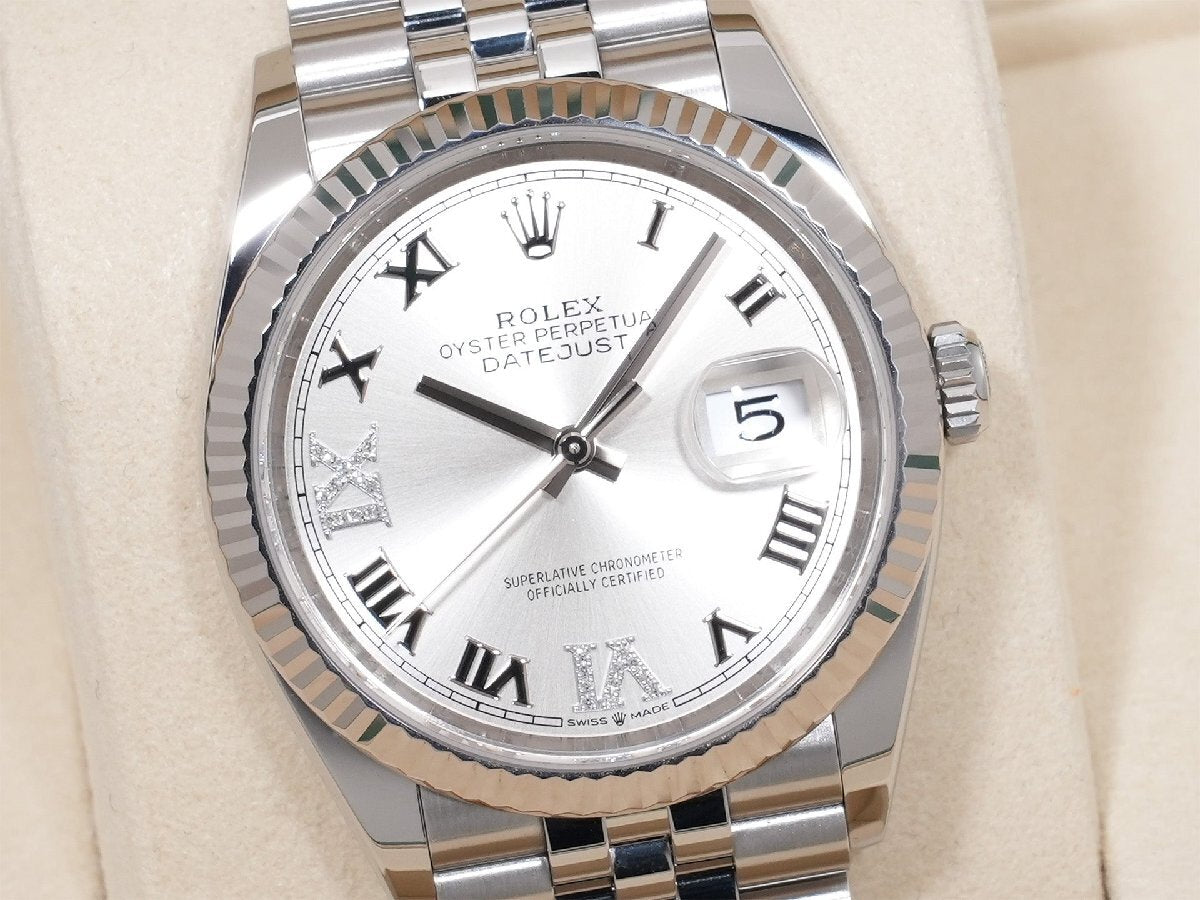 Rolex Datejust 36 Ref. 126234 Stainless Steel/White Gold Silver Diamond Dial Jubilee Bracelet