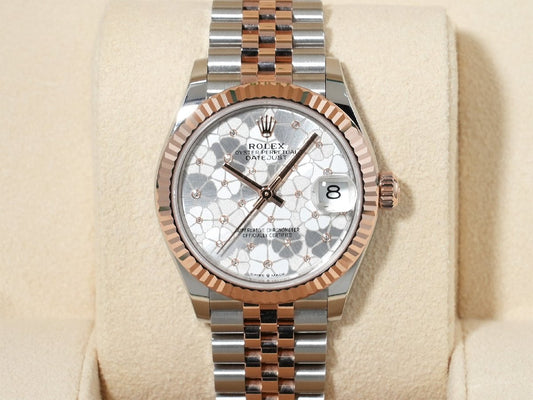 Rolex Datejust 31 Ref. 278271 Stainless Steel/Everose Gold Silver Floral Motif Dial