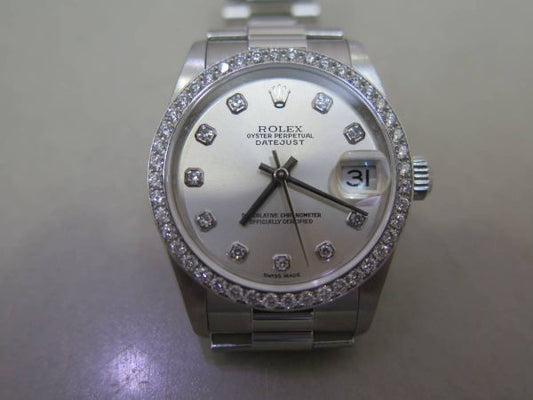 ROLEX Rolex PT950 Datejust with 10 Diamonds and Diamond Bezel 78286 in Solid Platinum