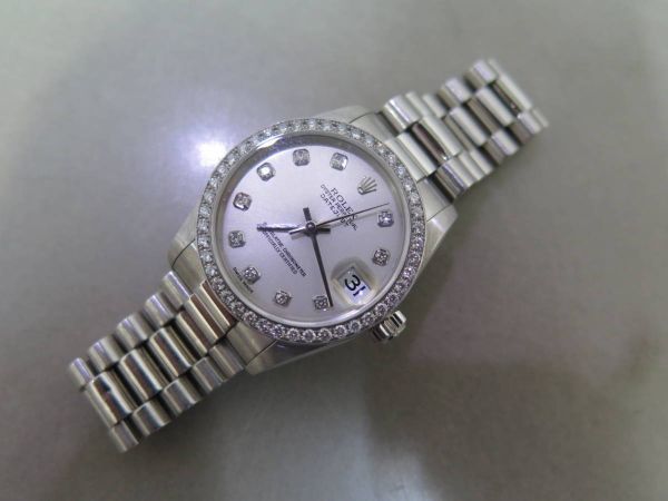 ROLEX Rolex PT950 Datejust with 10 Diamonds and Diamond Bezel 78286 in Solid Platinum